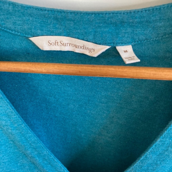 Soft Surroundings Jersey Knit High Low Aqua / Turquoise Comfy Elegant Dress Sz M - Picture 3 of 10